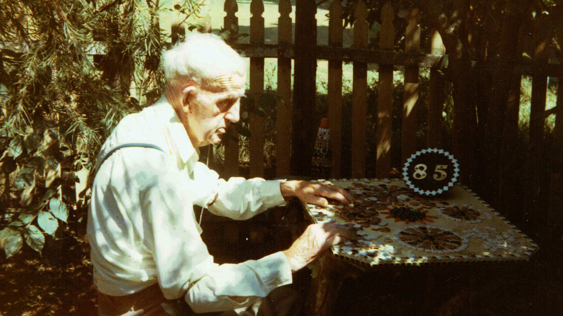 Arthur Mawdsley creating mosaic artwork