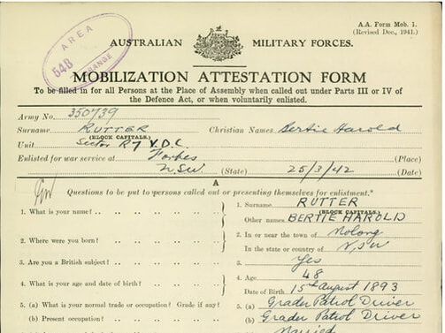 Australian Military Mobilization Attestation Form