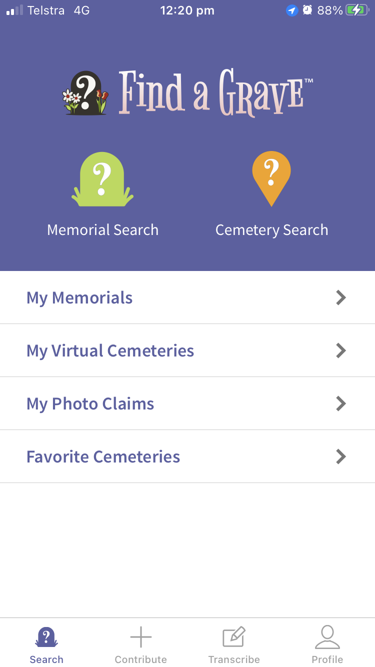 Find A Grave app