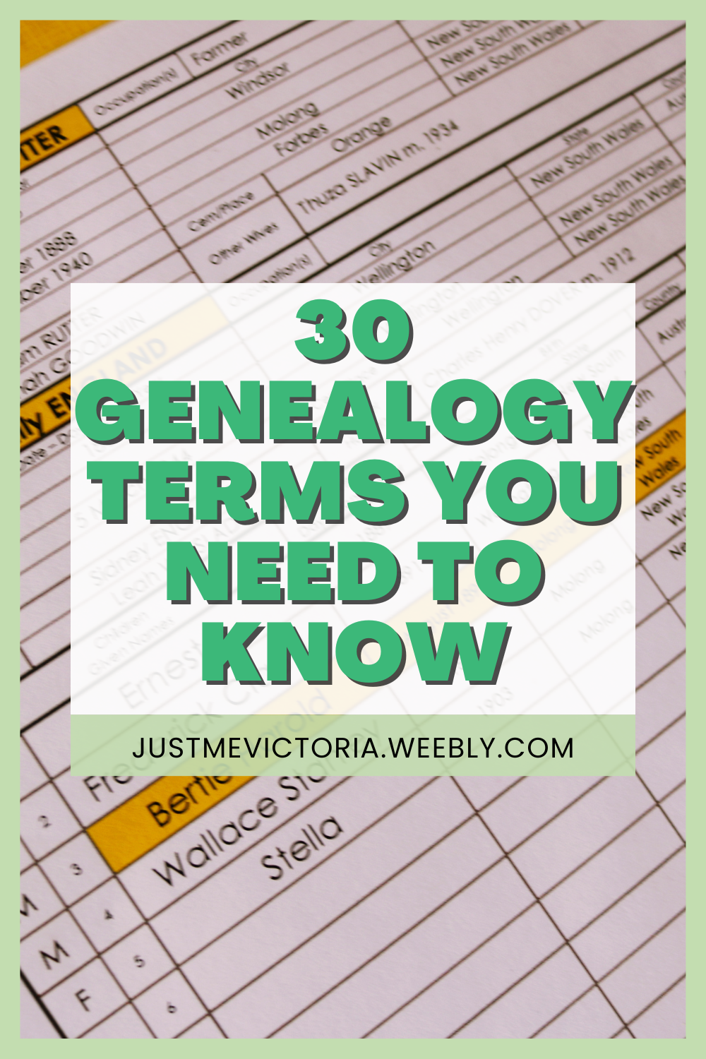 30 Genealogy Terms You Need To Know | NFHM2022 - Just Me, Victoria