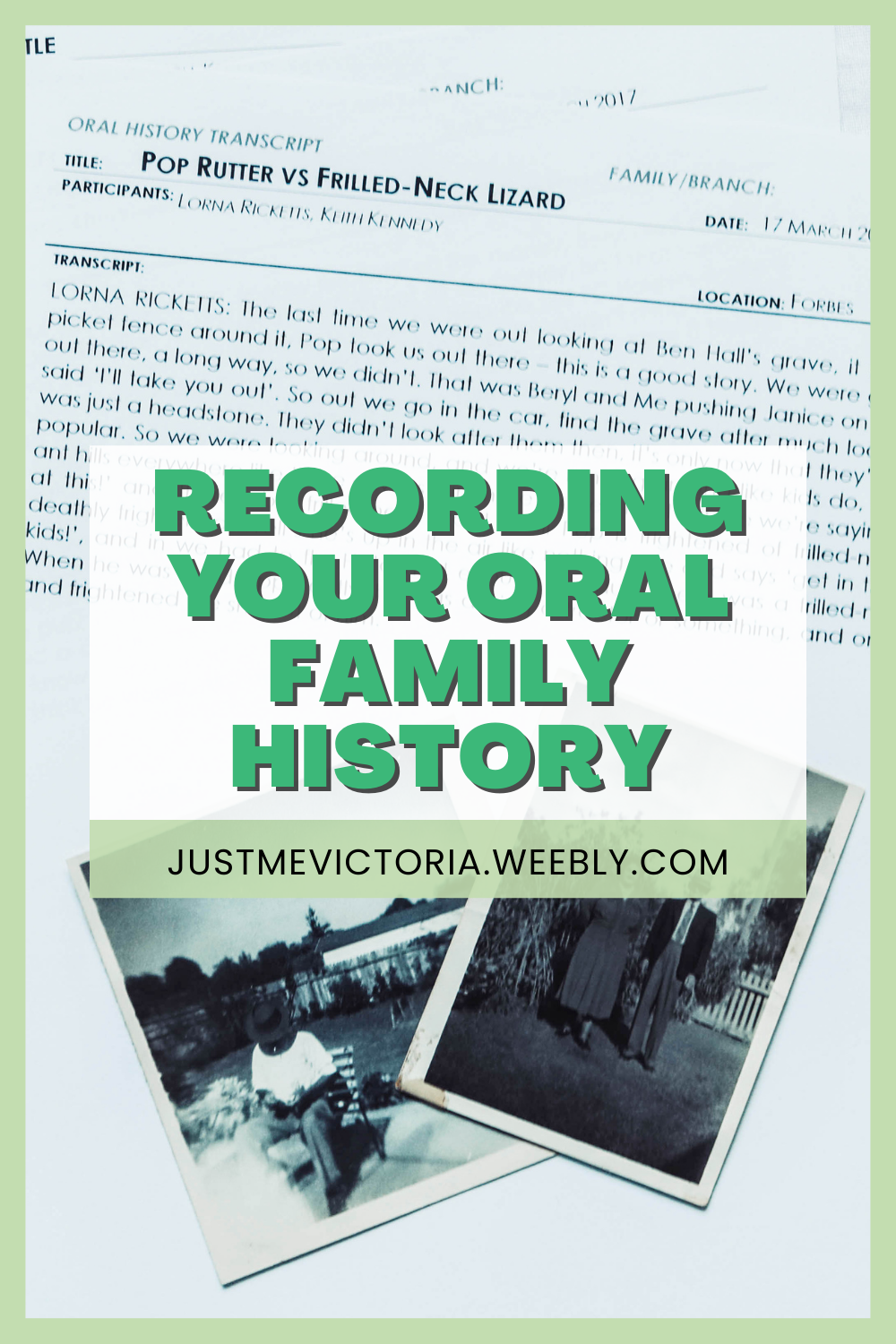 Recording Your Oral Family History | Family History Month 2020 - Just Me, Victoria