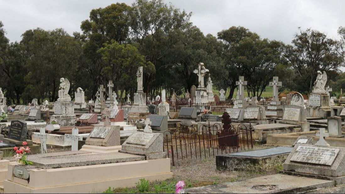 View across old graves at Cudal Cemetery