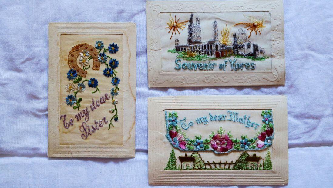 Silk Embroidered Post Cards from World War One